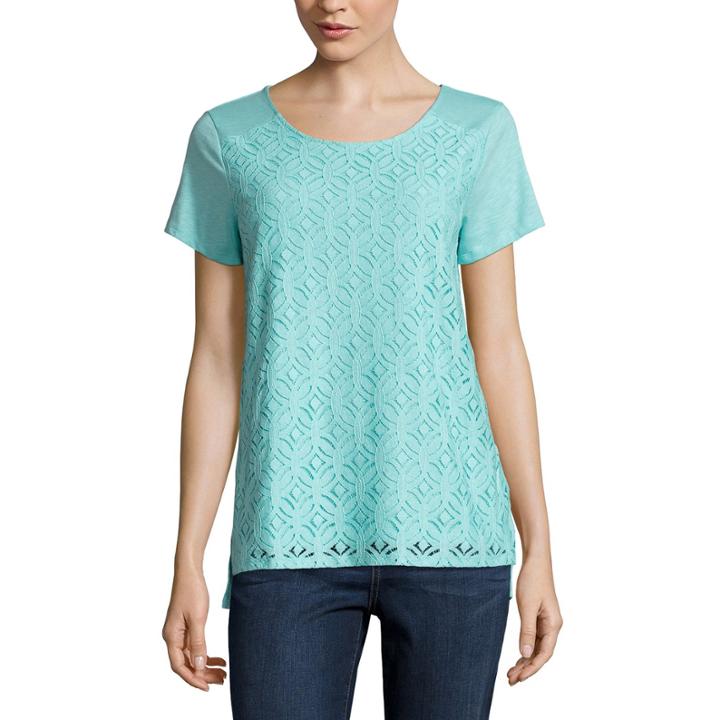 St. John's Bay Short Sleeve Draped Neck T-shirt
