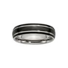 Personalized Mens 6mm Stainless Steel & Black Ion-plated Wedding Band