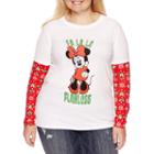 Long Sleeve Crew Neck Minnie Mouse T-shirt-juniors Plus