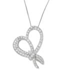 Womens 1 Ct. T.w. White Diamond 10k White Gold Heart Pendant Necklace