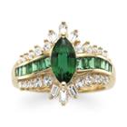 Lab-created Emerald & White Sapphire 14k Gold Over Silver Cocktail Ring