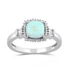Womens Lab Created Opal White 10k White Gold Cocktail Ring