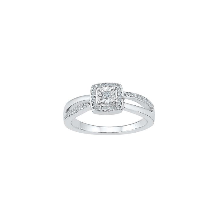 Womens 1/8 Ct. T.w. Genuine Round White Diamond Sterling Silver Promise Ring