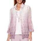 Alfred Dunner Lavender Fields 3/4-sleeve Burnout Layered Shirt
