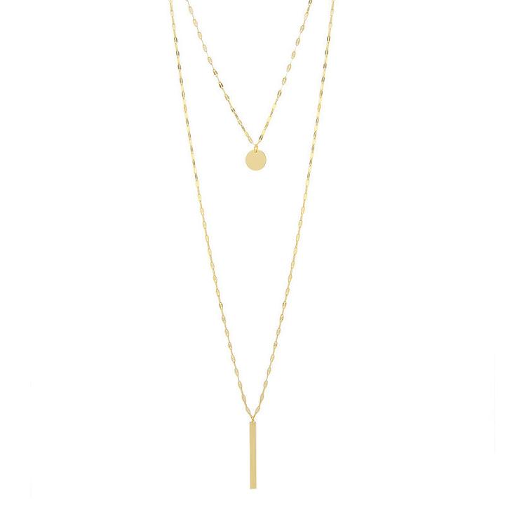 Silver Treasures Bar And Disc 2-layer Womens Y Necklace