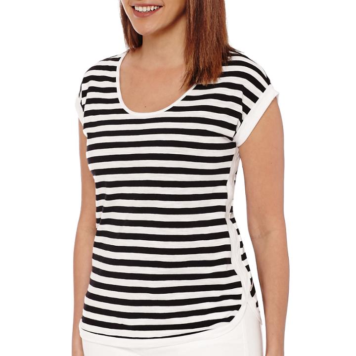 Liz Claiborne Short-sleeve Cuffed Stripe Tee