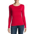 Liz Claiborne Long Sleeve Crew Neck T-shirt-womens