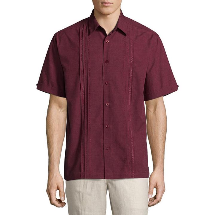 Havanera Havanera Chambray Wovens Short Sleeve Panel Button-front Shirt-big And Tall