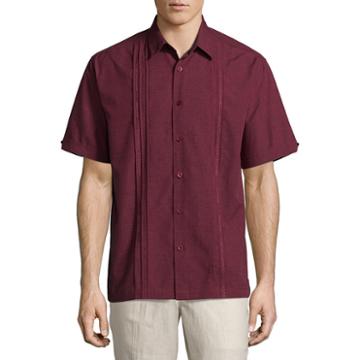 Havanera Havanera Chambray Wovens Short Sleeve Panel Button-front Shirt-big And Tall