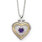 Genuine Amethyst And Lab-created White Sapphire Two-tone Heart Pendant Necklace