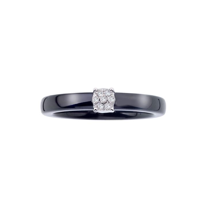 Diamond-accent Black Ceramic And Sterling Silver Promise Ring