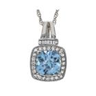 Genuine Blue Topaz And Lab-created White Sapphire Pendant Necklace