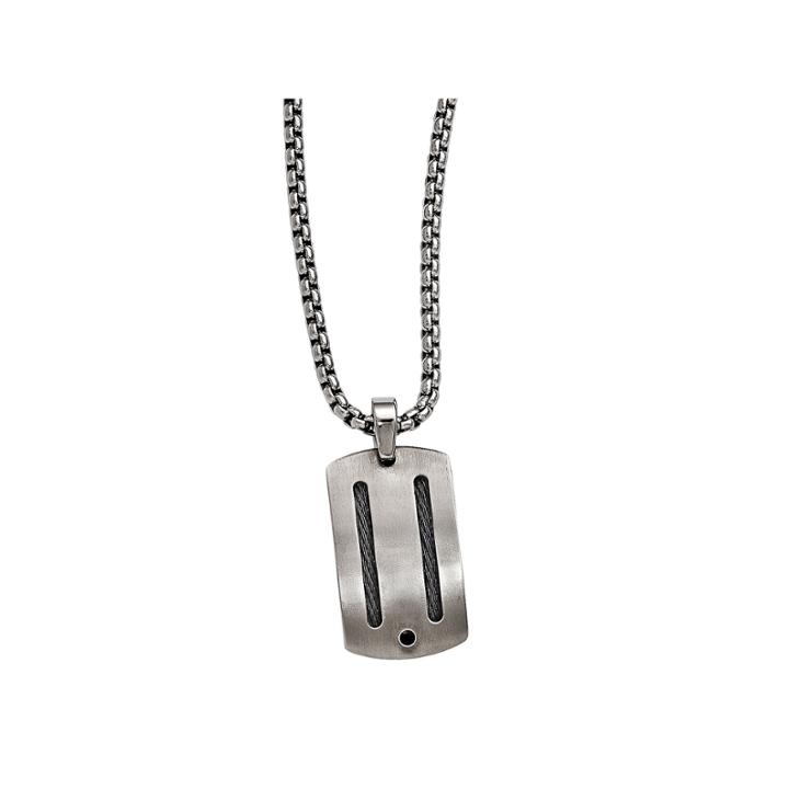 Edward Mirell Argentium Sterling Silver Mens Black Spinel Titanium Pendant Necklace