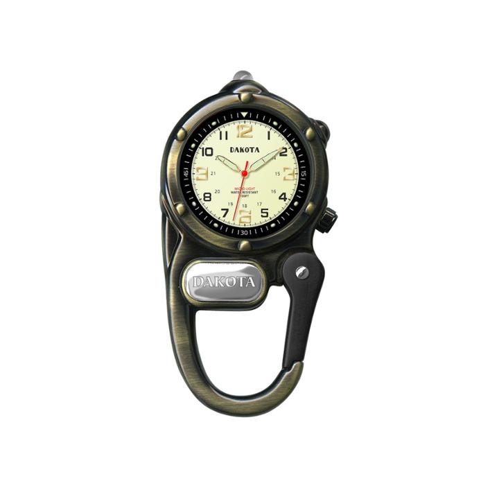 Dakota Mini-clip Microlight Carabiner Pocket Watch, Antique Gold
