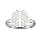 Personally Stackable Sterling Silver White Enamel Peace Ring