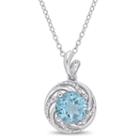 Womens Diamond Accent Genuine Blue Topaz Sterling Silver Pendant Necklace