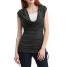 Phistic Women's Baylee Cowl Neck Drawstrings Sides Top