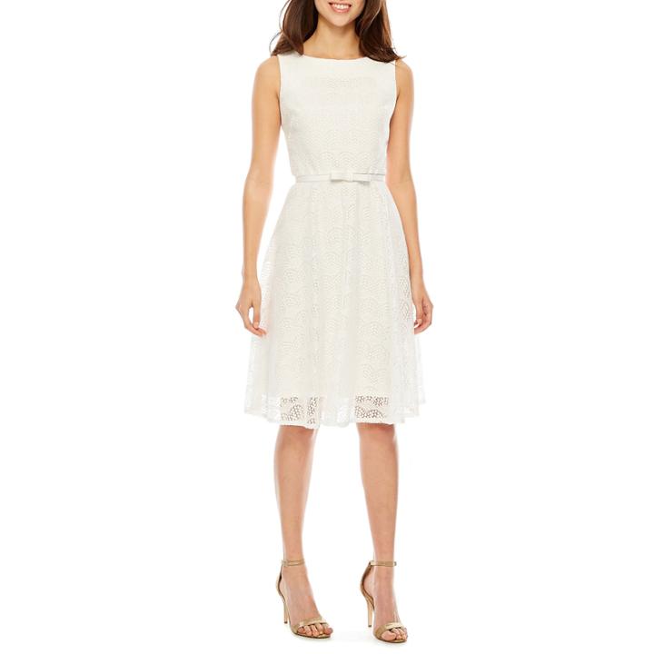 Danny & Nicole Sleeveless Lace Waves Fit & Flare Dress