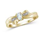 Womens Diamond Accent Aquamarine Blue 14k Gold Over Silver Delicate Ring