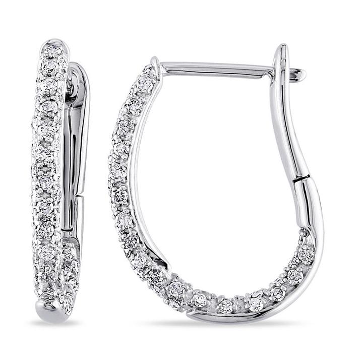 1/2 Ct. T.w. Genuine White Diamond 10k Gold 18mm Hoop Earrings