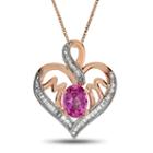 Womens Pink Sapphire 14k Rose Gold Over Silver Heart Pendant Necklace