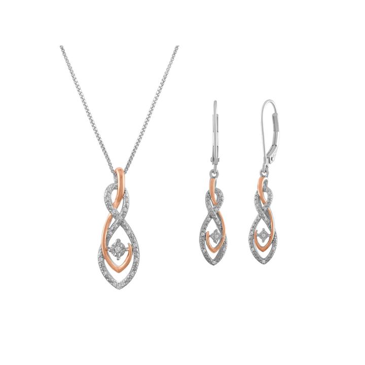 Womens 1/10 Ct. T.w. White Diamond Sterling Silver Jewelry Set