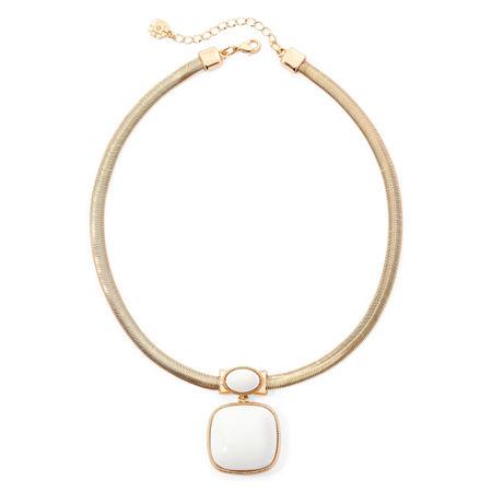 Monet White And Gold-tone Pendant Necklace