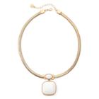 Monet White And Gold-tone Pendant Necklace