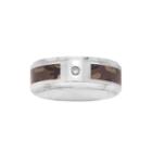 Mens 8mm Stainless Steel Diamond-accent Camouflage Wedding Band