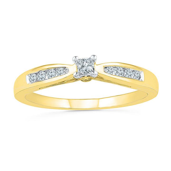 Promise My Love Womens 1 1/5 Ct. T.w. Genuine Multi-shape White Diamond 10k Gold Promise Ring