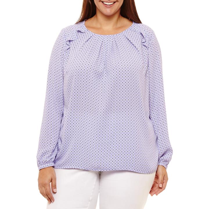 Liz Claiborne Ruffle Yoke Blouse- Plus