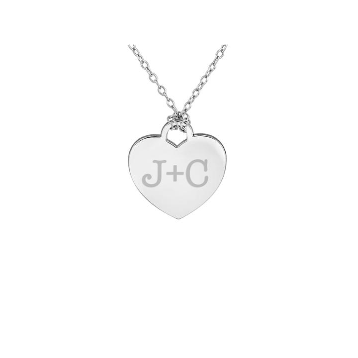 Personalized Sterling Silver Couple's Initial Heart Pendant Necklace