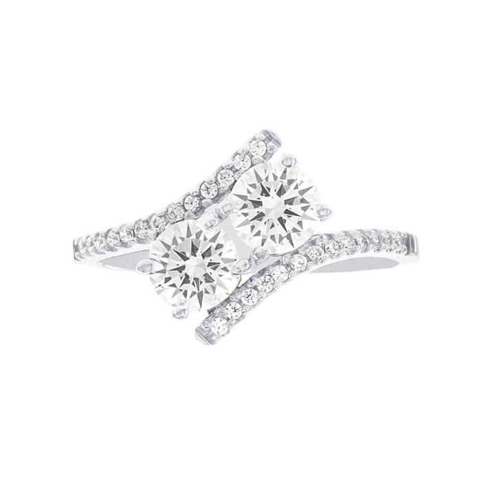 Diamonart Womens Round White Diamonore 10k Gold Bypass Ring