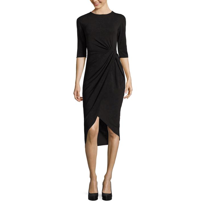 I Jeans By Buffalo 3/4 Sleeve Ruched Side Bodycon Dress