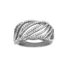 Crystal Sterling Silver Crystal Open Line Ring