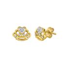 Diamond-accent 10k Yellow Gold Crown Earrings
