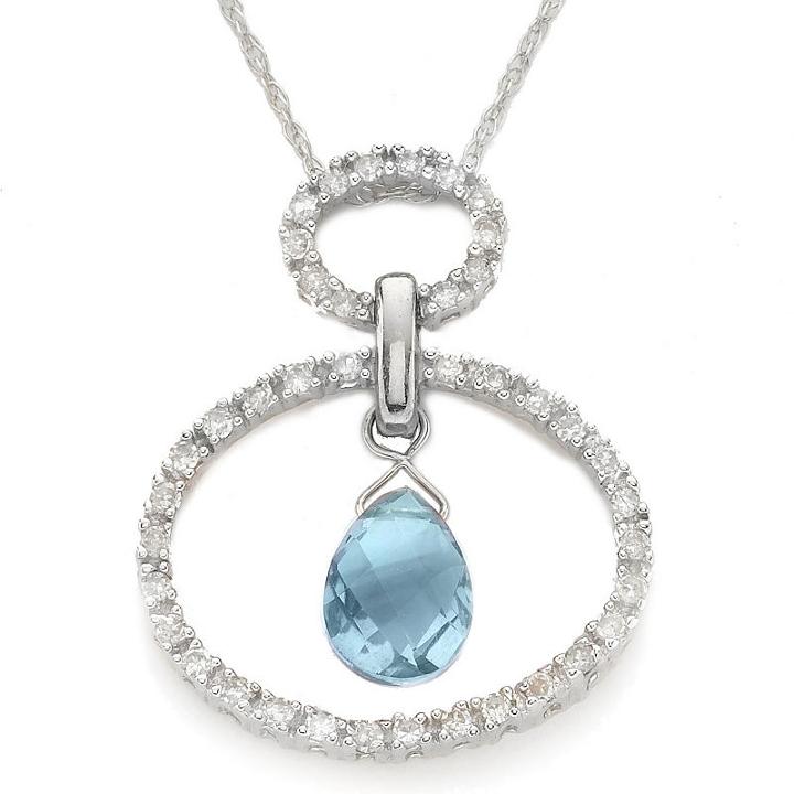 10k Gold Aquamarine & Diamond Circle Pendant