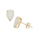 Pear White Opal 10k Gold Stud Earrings