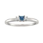 Love Lives Forever Womens 1/4 Ct. T.w. Princess Blue Sapphire 14k Gold 3-stone Ring