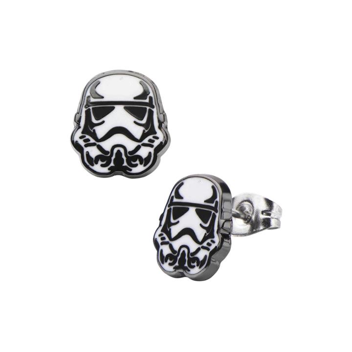 Star Wars Stainless Steel And Enamel Stormtrooper Stud Earrings