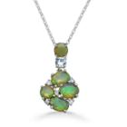 Womens White Opal Pendant Necklace