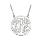 Personalized Initial Etched Outline Monogram 26mm Circle Pendant Necklace