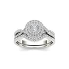 3/4 Ct. T.w. Diamond Halo 14k White Gold Bridal Ring Set