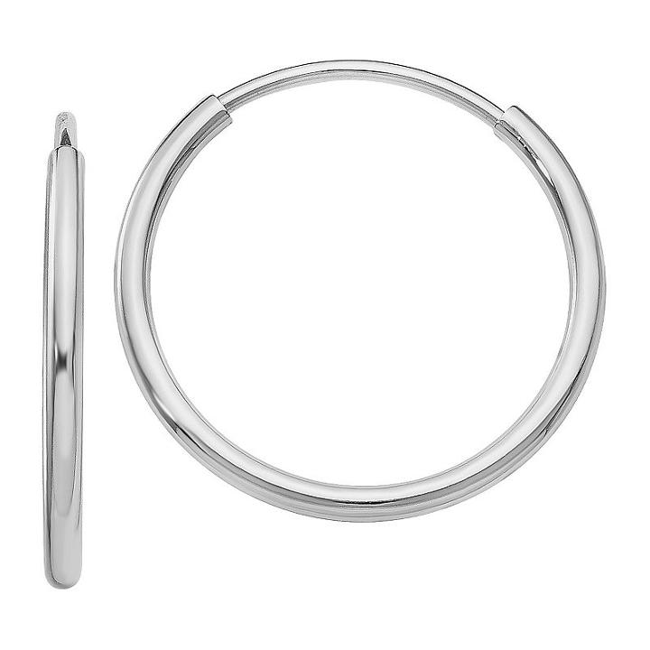 14k White Gold 16mm Round Hoop Earrings