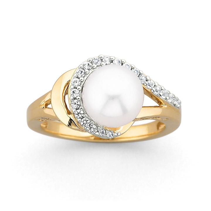 Cultured Freshwater Pearl & Sapphire Ring