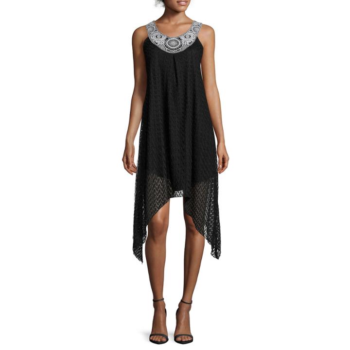 Trixxi Sleeveless Choker Neck Crochet Lace Dress