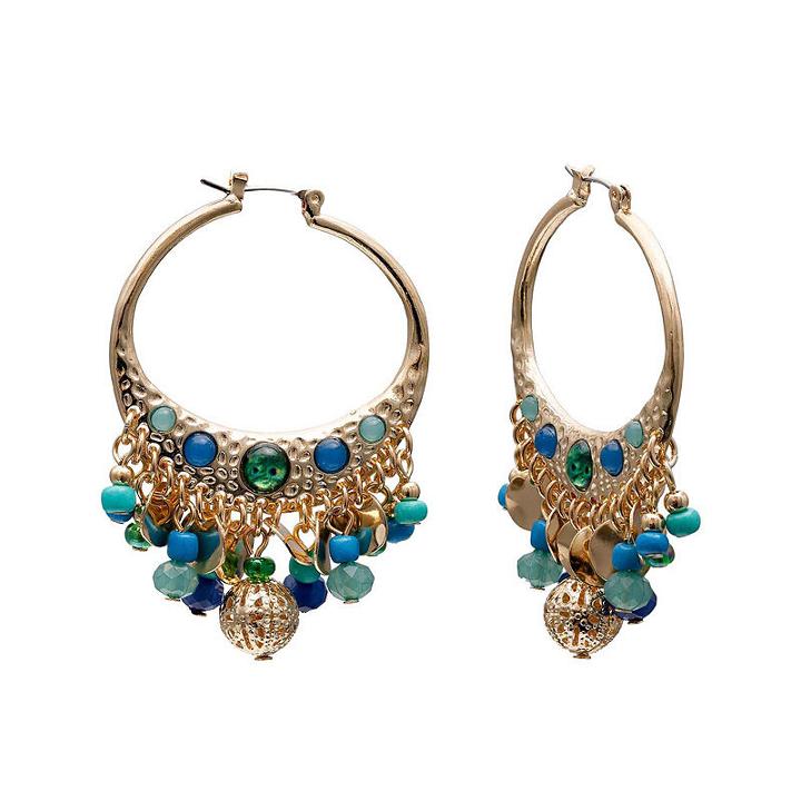 Mixit&trade; Peacock Dangle Hoop Earrings
