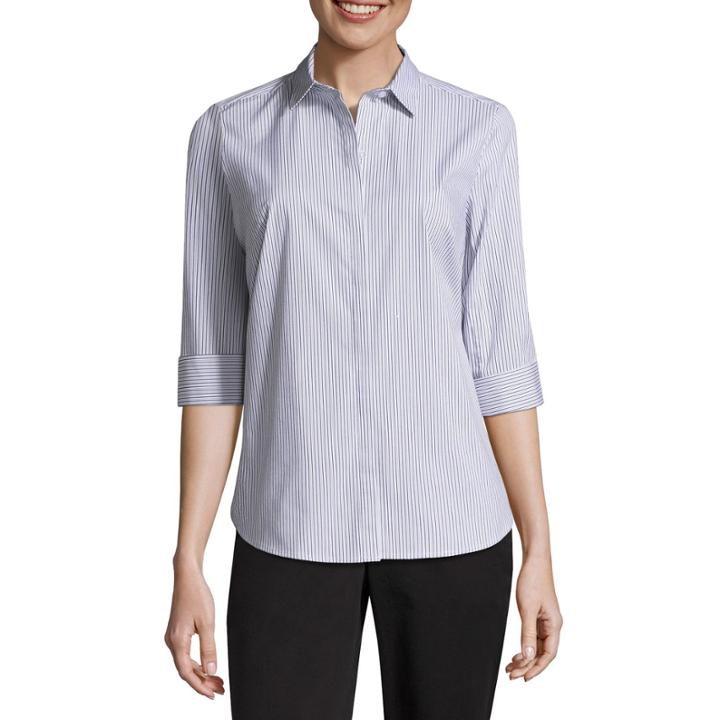 Liz Claiborne 3/4 Sleeve Button Front Shirt