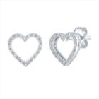 Diamond Accent Genuine White Diamond Sterling Silver 9mm Heart Stud Earrings