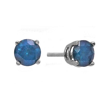 2 Ct. T.w. Color-enhanced Blue Diamond Stud Earrings